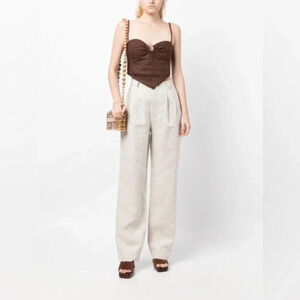 NEW Reformation Mason Wide Linen Trousers Size 6 B2228